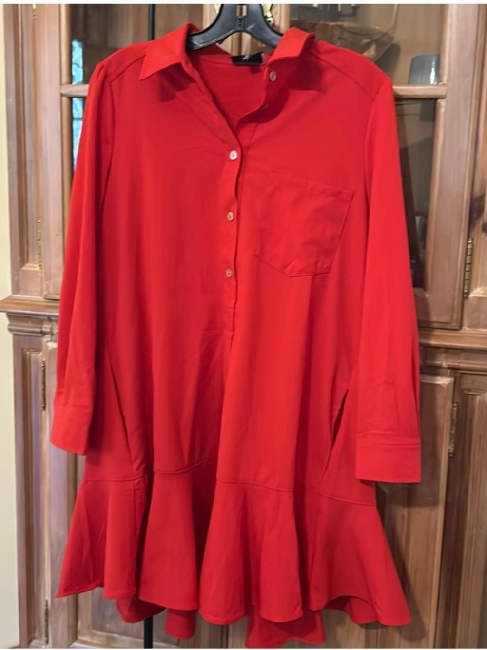 Tuckernuck Red Collared Ruffle-Hem Mini Dress - Picture 6 of 7